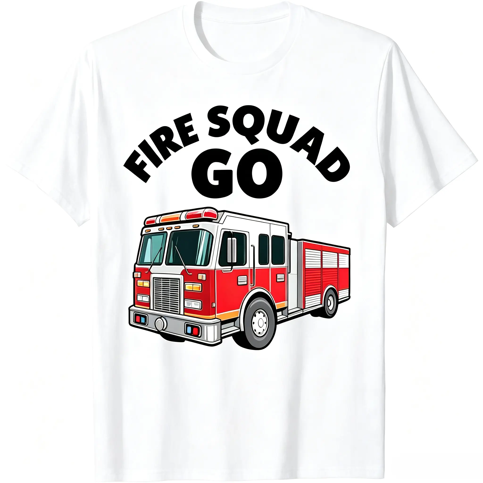 Unisex Firefighter Graphic T-Shirt, Funny American Fireman Printed Image, Soft Pure Cotton Tops for Men and Women, Classic Fit Clothes