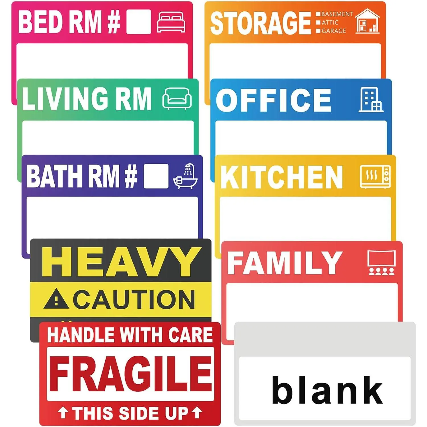 440 Count 3.5" x 2" Large  Moving Packing Labels for 3-4 Bedroom House, 10 Color Coded Moving Stickers for Boxes with Large Writable Area, Fragile Moving Stickers +Heavy and Blank Labels