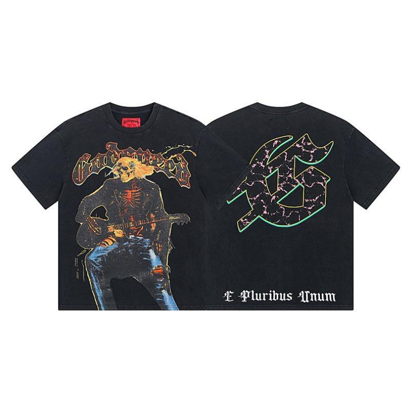 2026 Man Clothes Skull Print Cotton T-Shirt Oversized Gym Shirts Skull Print Cotton T-Shirt Godspeed Into The Skull Unisex Harajuku Vintage Breathable Casual Wear for Men and Women Fashionable Streetwear