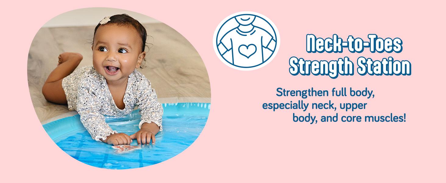 Lights Up Tummy Time Water Mat for Babies, 30" X-Large Baby Water Mat Tummy Time for Sensory with LED Glowing Fishes, Inflatable Fun Pad for Infants Toddlers 3 to 36 mo