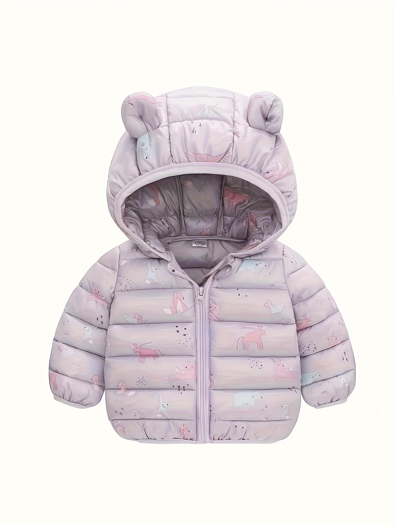 (New)Girls' Cute Dinosaur Print Hooded Jacket • Thickened Winter Coat with Zipper Closure • Soft Polyester Filling • Regular Fit Short Length for Fall/Winter • Halloween & Christmas Outfits • Dinosaur Clothes • Kids Winter Wear • Playful Kids (Gift)11
