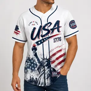 USA Patriotic 250th Anniversary Baseball Jersey, 4th of july shirts American Flag Button Down Shirt, Statue of Liberty 1776-2026 Independence Day Unisex Summer Party Outfit,clothes,outfits,men's wear,men fashion,summer men clothes,fashion men clothes