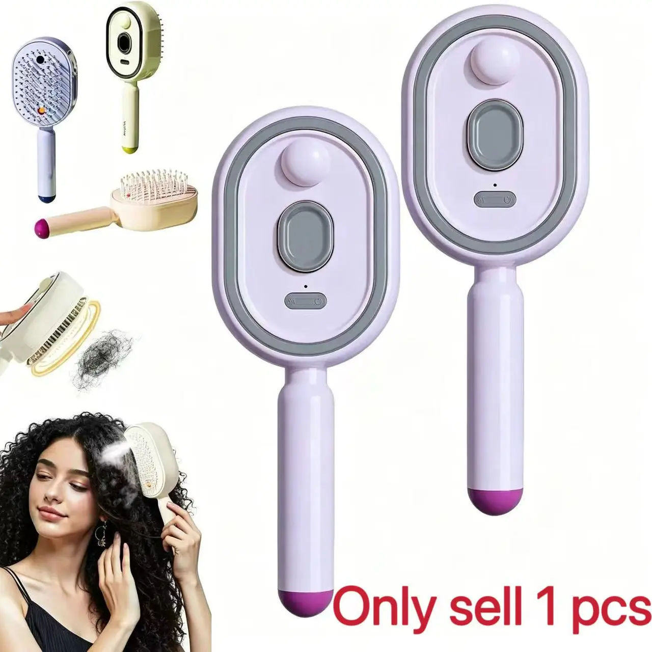 2026 New Electric Spray Air Cushion Massage Comb, Detangling Brush, Detangling Hairbrush, Self-Cleaning Water Mist Hair Comb, Scalp Massager for Curly, Wavy, Straight Hair