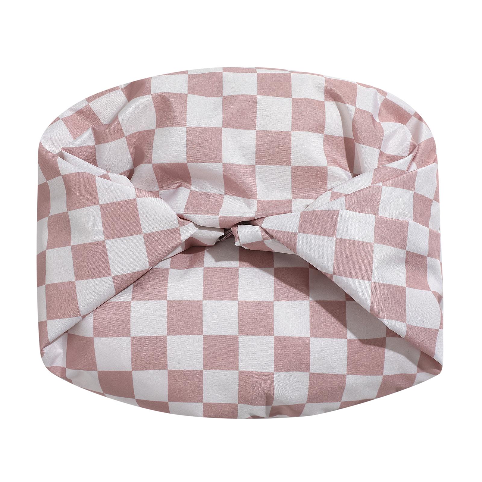 Satin Lined Luxury Shower Cap - Checker - Stylish Design for a Luxurious Shower Experience Adjustable Waterproof