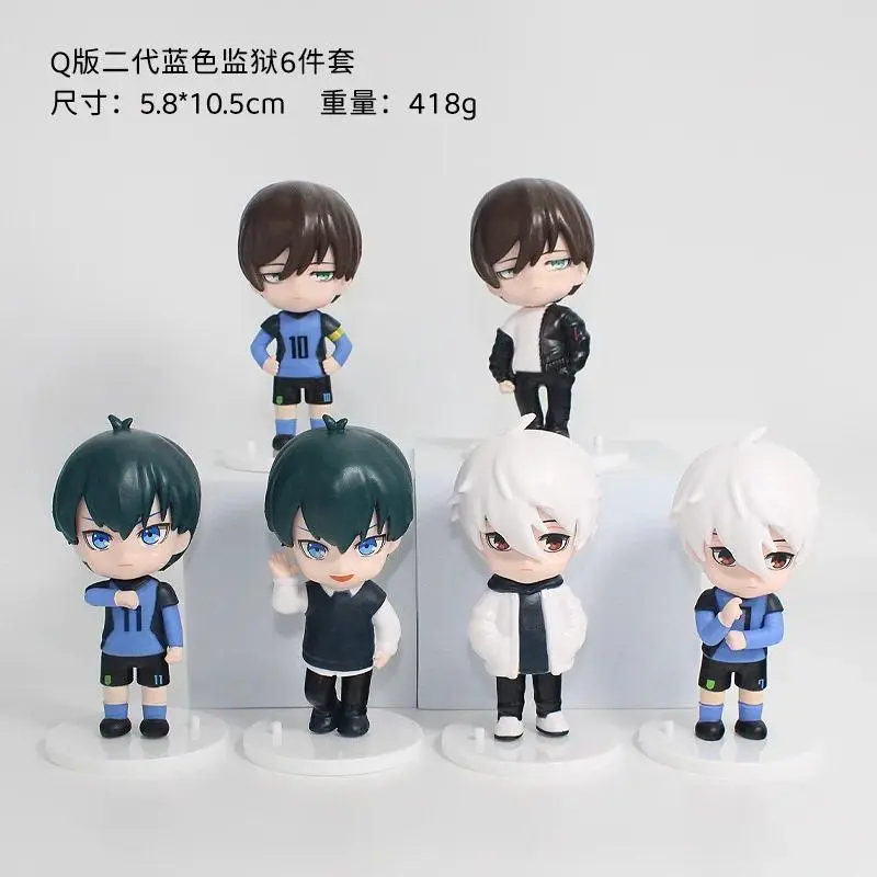 2026 hot item 6pcs/set BLUE LOCK Isagi Yoichi Anime Figure Toys Collection Animation Model Cute Version Doll Desktop Ornaments
