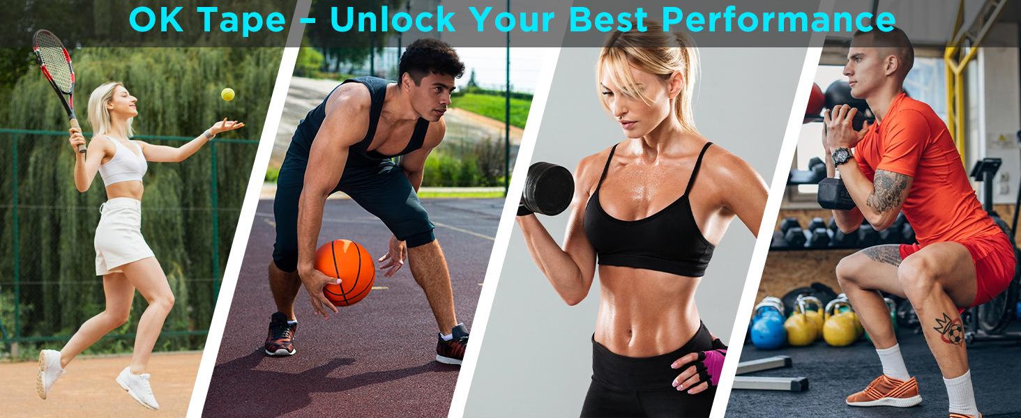 4 Rolls Kinesiology Precut, Cotton Elastic Athletic Latex Free,20 Strips per Roll 2in x 16ft,Muscle Support,Beige