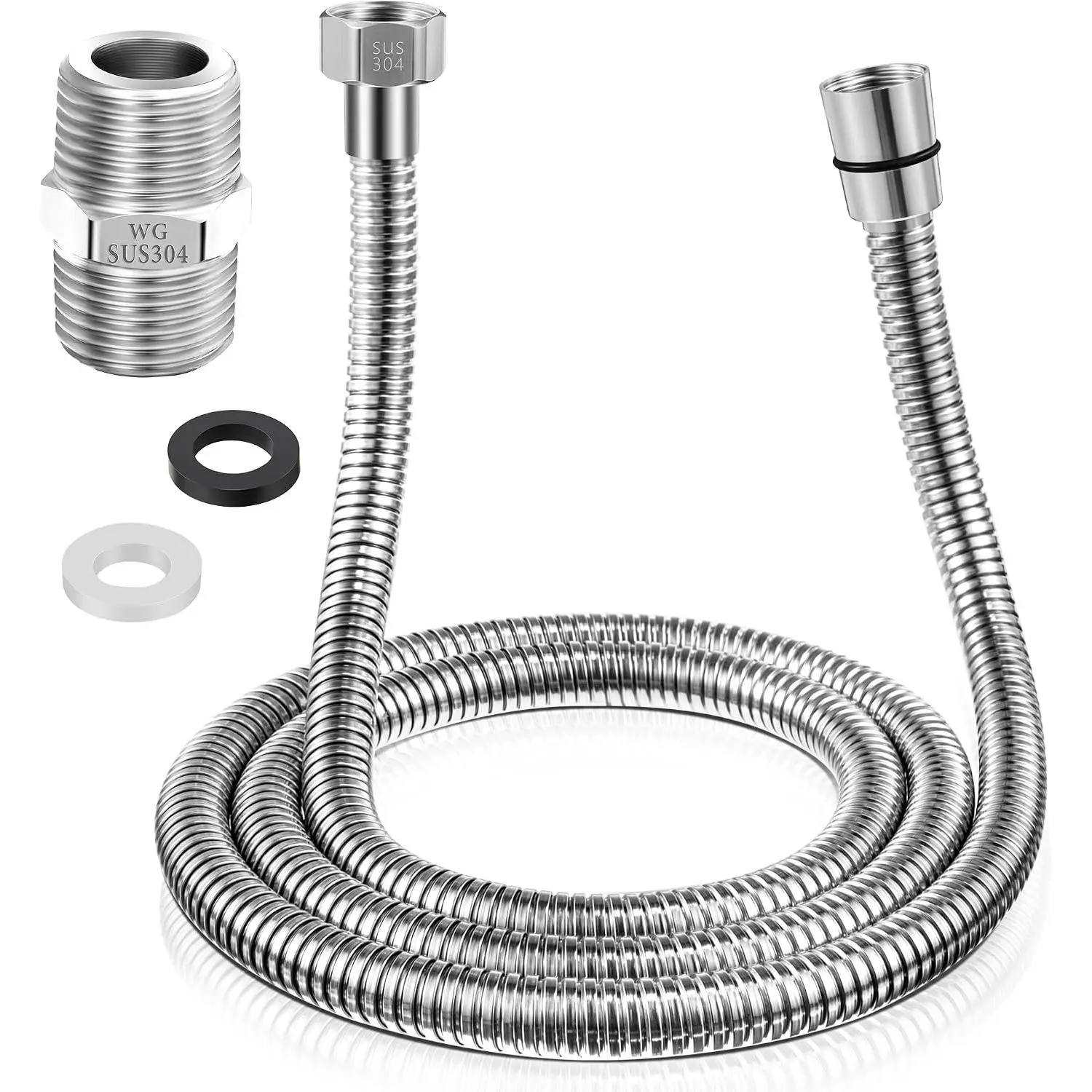 1 Pack 39 Inch Shower Hose with Shower Extension Connector, Extra Long Handheld  Hose with Brass Insert and Nut, 1/2 to 1/2 Extender, Stainless Steel