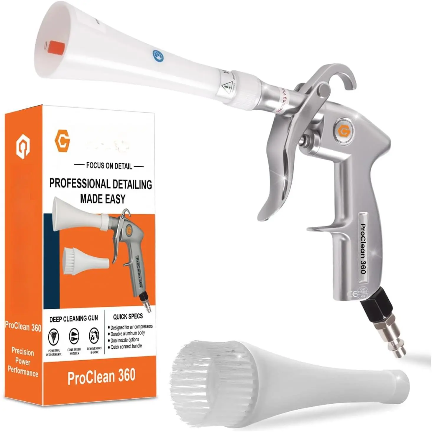 ProClean 360 Tornado  Cleaning  - High  Air Blow & Detailing Tool with Rotating Nozzle, Upholstery & Carpet Cleaner, Auto Detailing Blow  for Seats, Vents, Engines,  Use