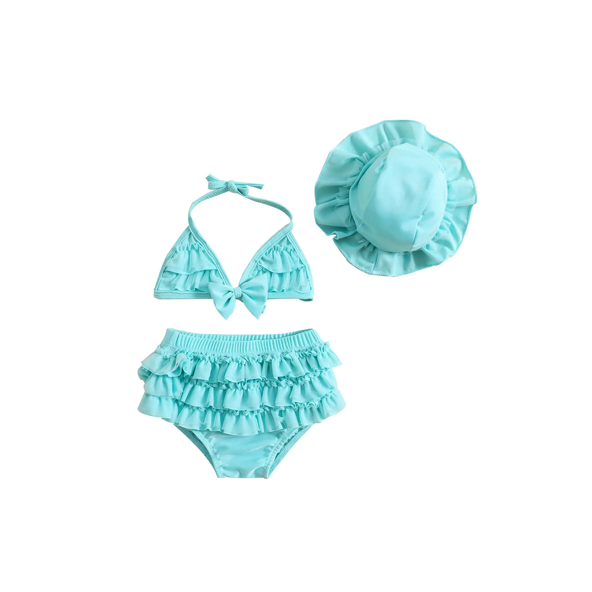 Shingpp Toddler Baby Girl Ruffle Bikini 3 Piece Swimsuit Set Bow Bathing Suit Summer Holiday Beachwear