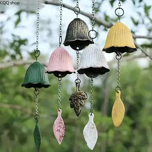Rustic Cast Iron Wind Chime, Vintage Metal Leaf Bell Design, Durable Hanging Ornament, Classic Outdoor Patio & Yard Decor, Elegant Retro Style Accessory, Lovely Decoration for Wedding, Holiday Celebration & Home Garden Display