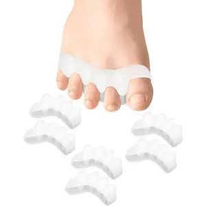 Golbylicc Soft Toe Spacers for Correct Feet Toes Alignment, 3 Pairs Gel Toe Separators Bunion Corrector for Children Foot Pain Relief, Toe Straightener for Plantar Fasciitis (White)