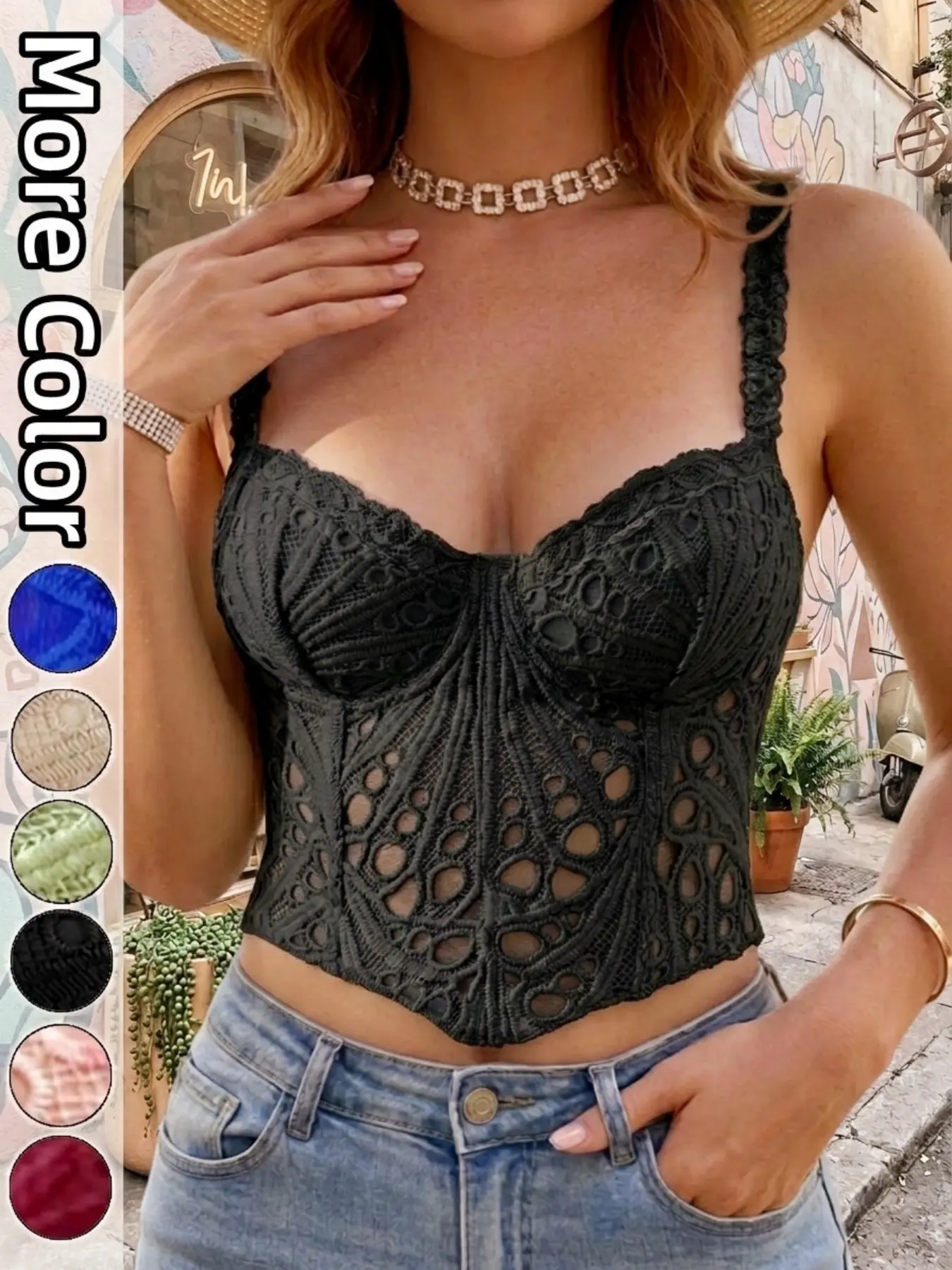 New Arrival Women Lace Corset Top Sexy Bustier Shapewear Crop Top Spaghetti Strap Push Up Lingerie Waist Trainer Bodysuit Y2K Vintage Holiday Outfits Party Clubwear Underwear