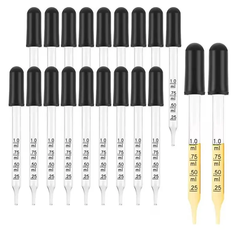 Thick Glass Essential Oil Dropper with Rubber Tip, Sharp Point Design, Ideal for Lab Use or Handmade Projects, Precision Calibration Tool
