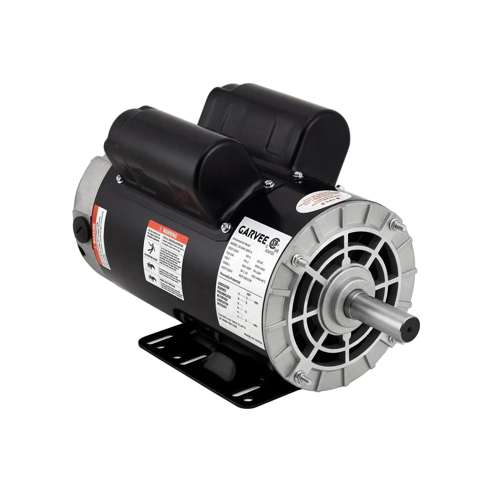 3 HP and 3.7 HP Air Compressor Electric Motor, ODP, Cast Iron and Aluminum, 220V, 3450 RPM, 5/8-Inch Keyed Shaft