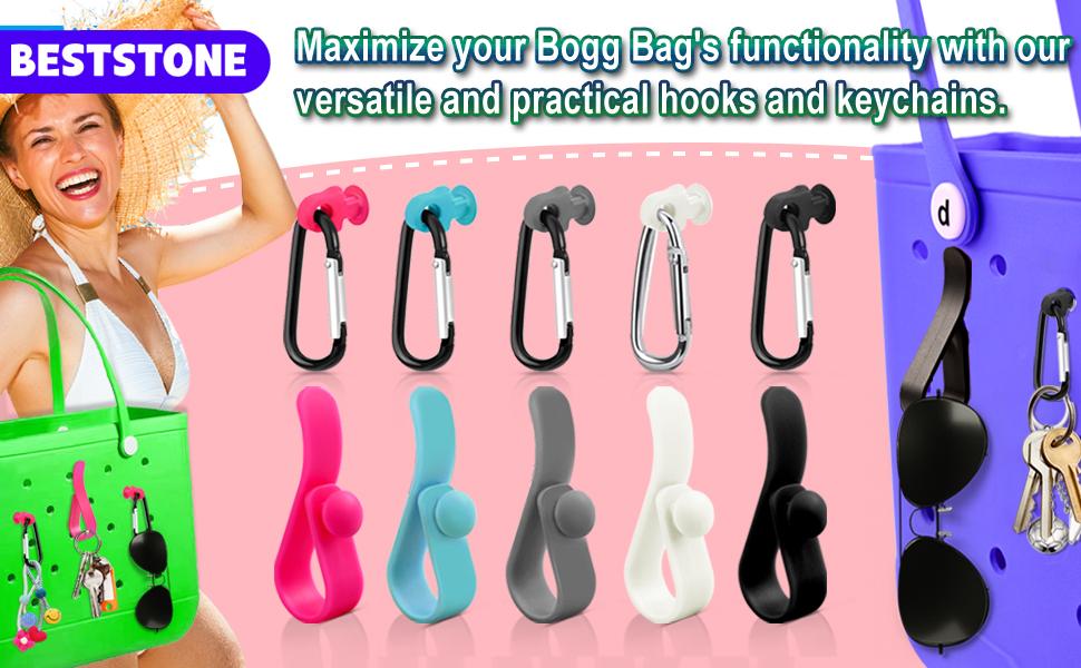 6Pcs Accessories Inserts Hooks for Bogg Bag, Carabiner Keychain, Key Holder Charms Compatible with Bogg Bags, Beach Bag Organizer