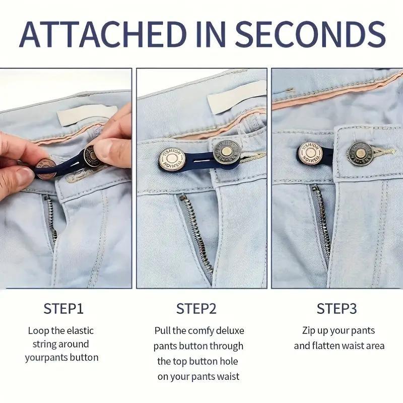 Random Style Button Extender for Pants, 4 Counts Adjustable Waist Button, Retractable Waistband Extender, No Sew Buttons, Easy To Use and No Tools Required, Sewing Accessories