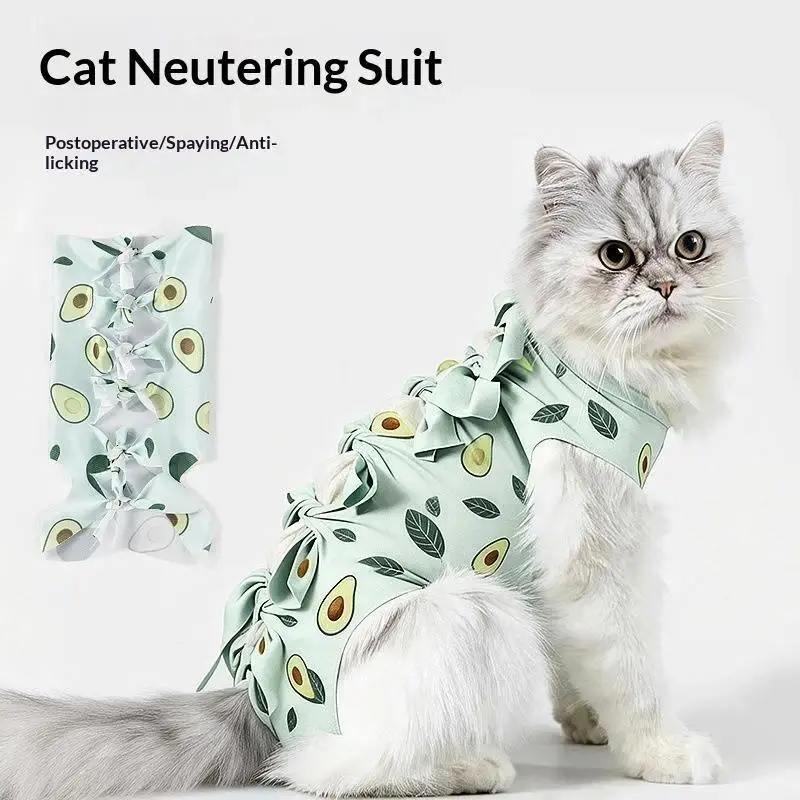 【U】Pet Neutering Suit Cat Postoperative Recovery Anti Licking Clothing Adjustable Cat Wound Protective Clothes Pet Supplies