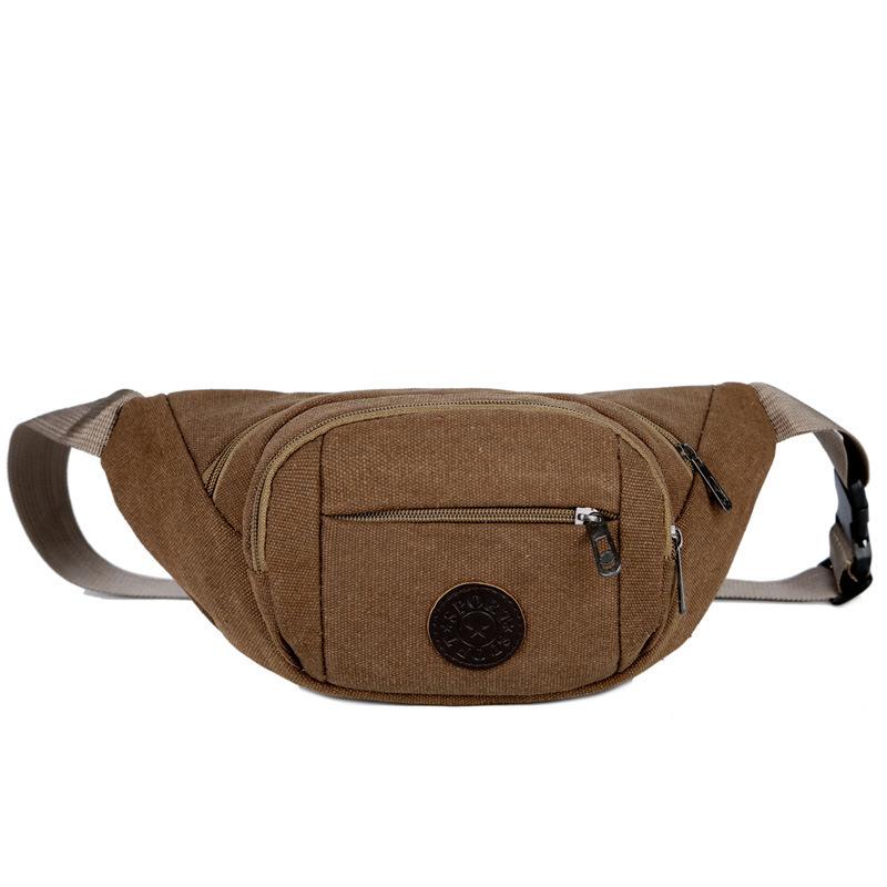 canvas mobile phone fanny pack men's large-capacity multi-functional bag diagonal span dual-purpose breast bag business wallet