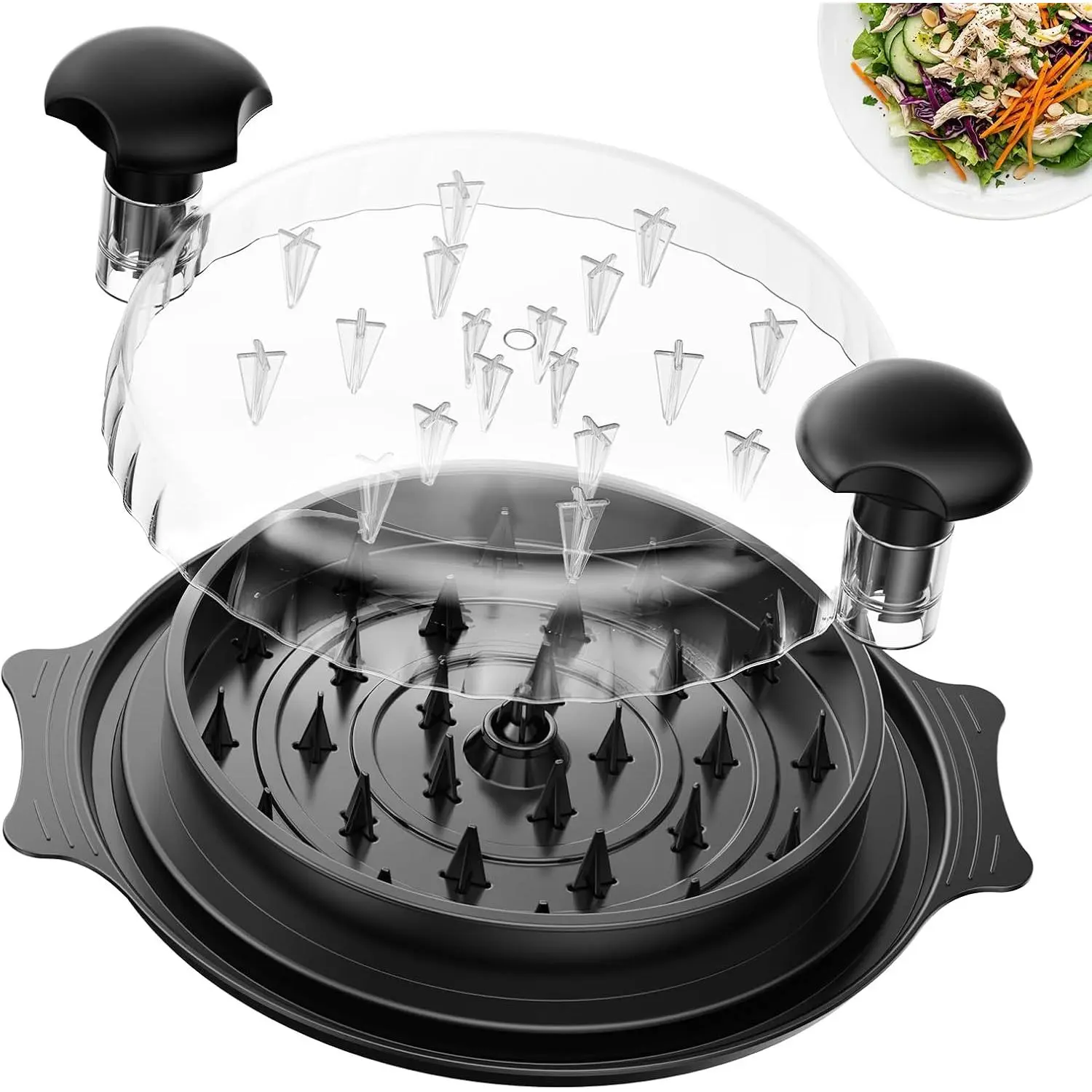 10" Chicken Shredder with Tray, Large Meat Shredder Tool Twist with Brush, Meat , Visible Chicken Shredder Machine,  Anti-Slip Strip, Suitable for Pork, Beef, Chicken (Black)
