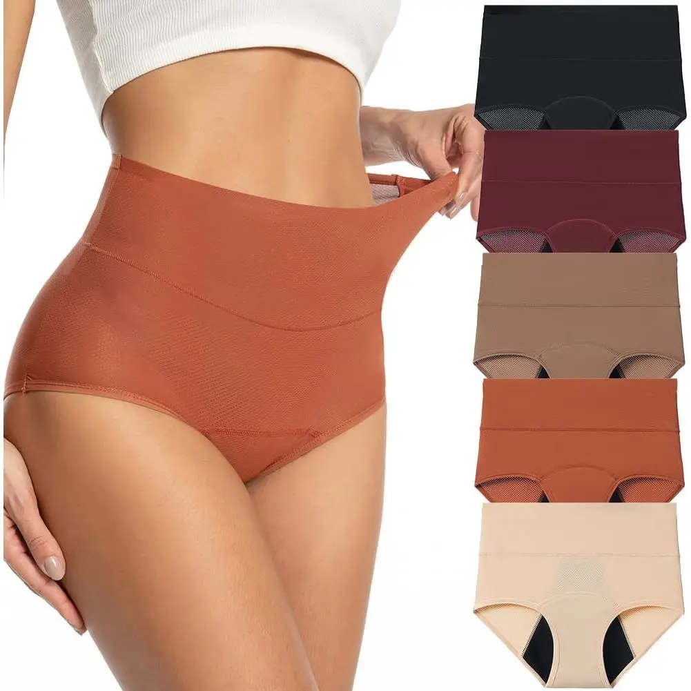 Lady's Fashion Basic Period Underwear, 3-Layer Soft Fabric Breathable Menstrual Panties for Women