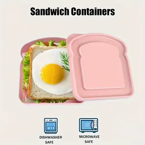 Sandwich Box, Lunch Box Plastic Toast Shape Food Storage Container with Lid, Microwave and Dishwasher Safe, Suitable for Home or Adults (colorful)