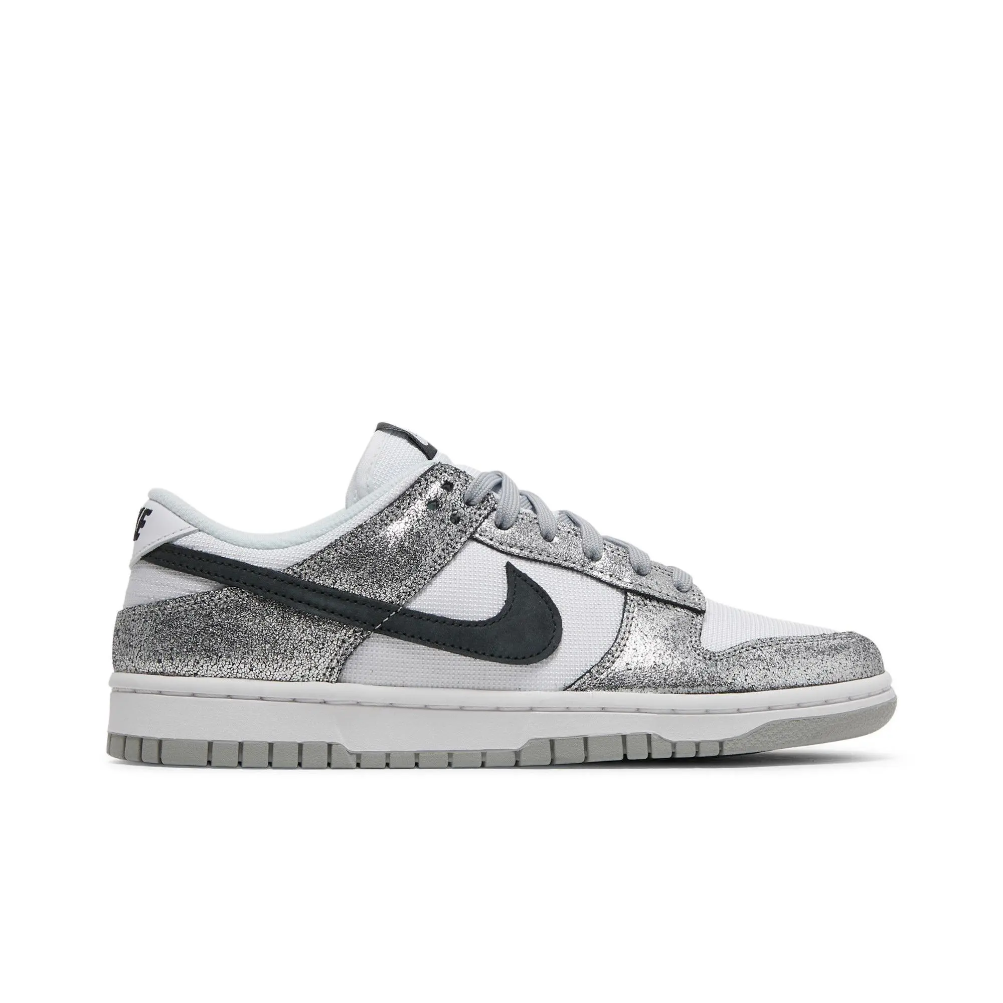 Nike Womens Dunk Low 'Golden Gals' (women's sizes) Metallic Silver/Off Noir/White sneakers DO5882 001