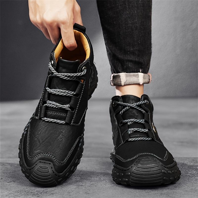 Men's High Top Boots - Durable Lace-Up, All Season Microfiber Synthetic Footwear, Rubber Sole, Great for Hiking and Outdoor Activities, Hiking Boots