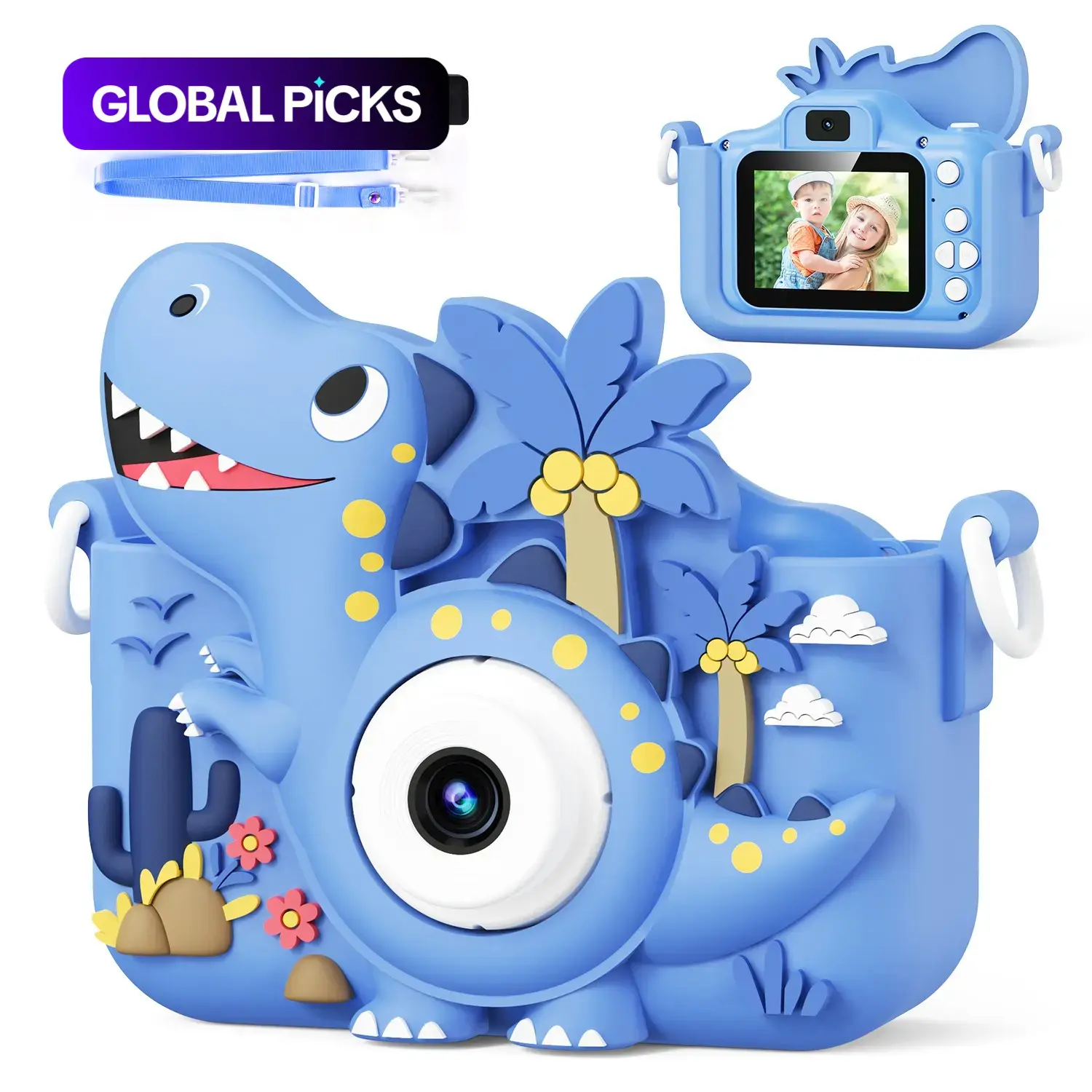 Cartoon Dinosaur Design Digital Camera, Rechargeable 48MP HD Dual Lens Camera, Birthday Gift for Boys & Girls #GLOBAL PICKS