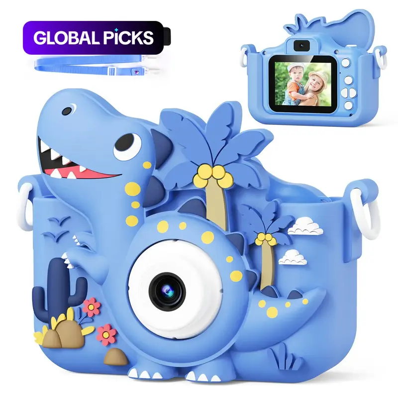 Cartoon Dinosaur Design Digital Camera, Rechargeable 48MP HD Dual Lens Camera, Birthday Gift for Boys & Girls #GLOBAL PICKS