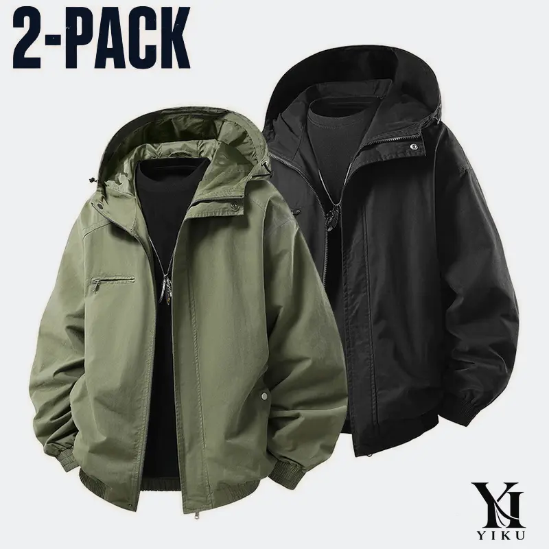 Men's Relaxed Hooded Zip Front Utility Jacket with an attached hood, a full front zipper, a horizontal zipped chest pocket, long sleeves, gathered cuffs and an elasticated hem for Daily Wear and Easy Outfit Styling,windproof,coat,,innovare,denim,clothing
