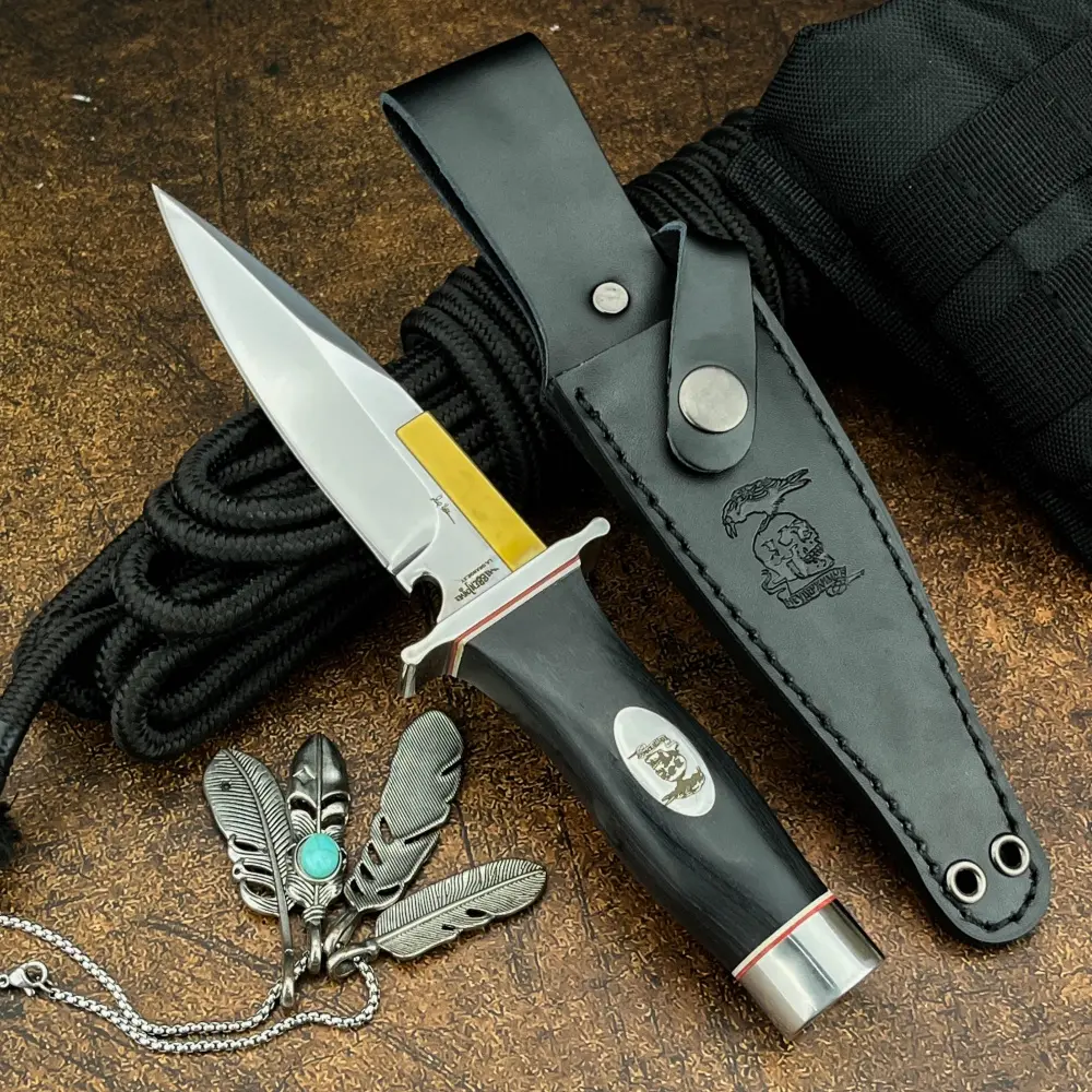Best-Selling Compact Camping Fixed-Blade Knife (with Sheath) – High-Hardness 9Cr13Mov Blade, Ebony Handle – EDC, Hiking, Multi-Purpose Cutting, and Adventure Tool – Portable Survival Outdoor Jungle Knife