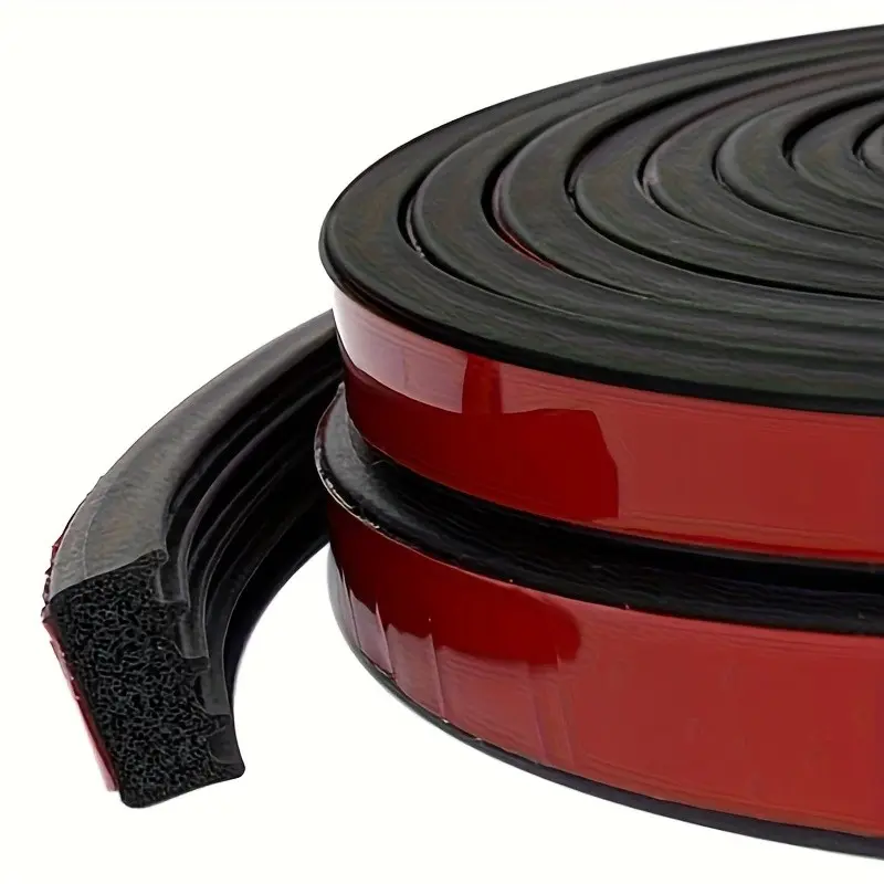 8 meters Ribbed Foam Rubber Seal with Tape, Self-Adhesive Durable EPDM Foam Rubber Weather Stripping for Boat, Auto, RV, Marine, Garage Doors/Window and More, Black(26Feet)