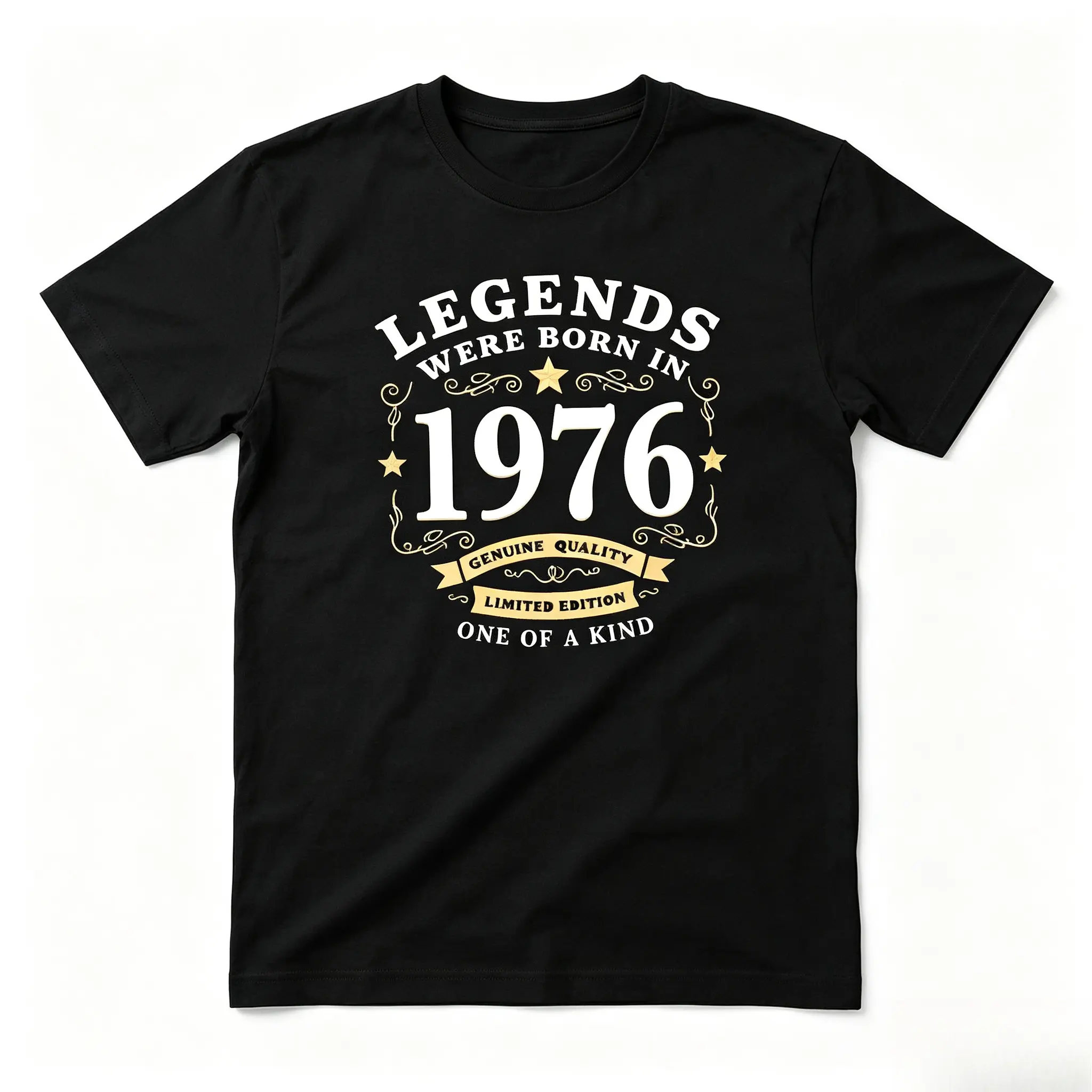 Women's Short-Sleeve Round Neck Soft Classic Casual Oversized Cotton T-Shirt, 1976 Legends Born Vintage Graphic Top, Perfect Birthday Holiday Gift For Her