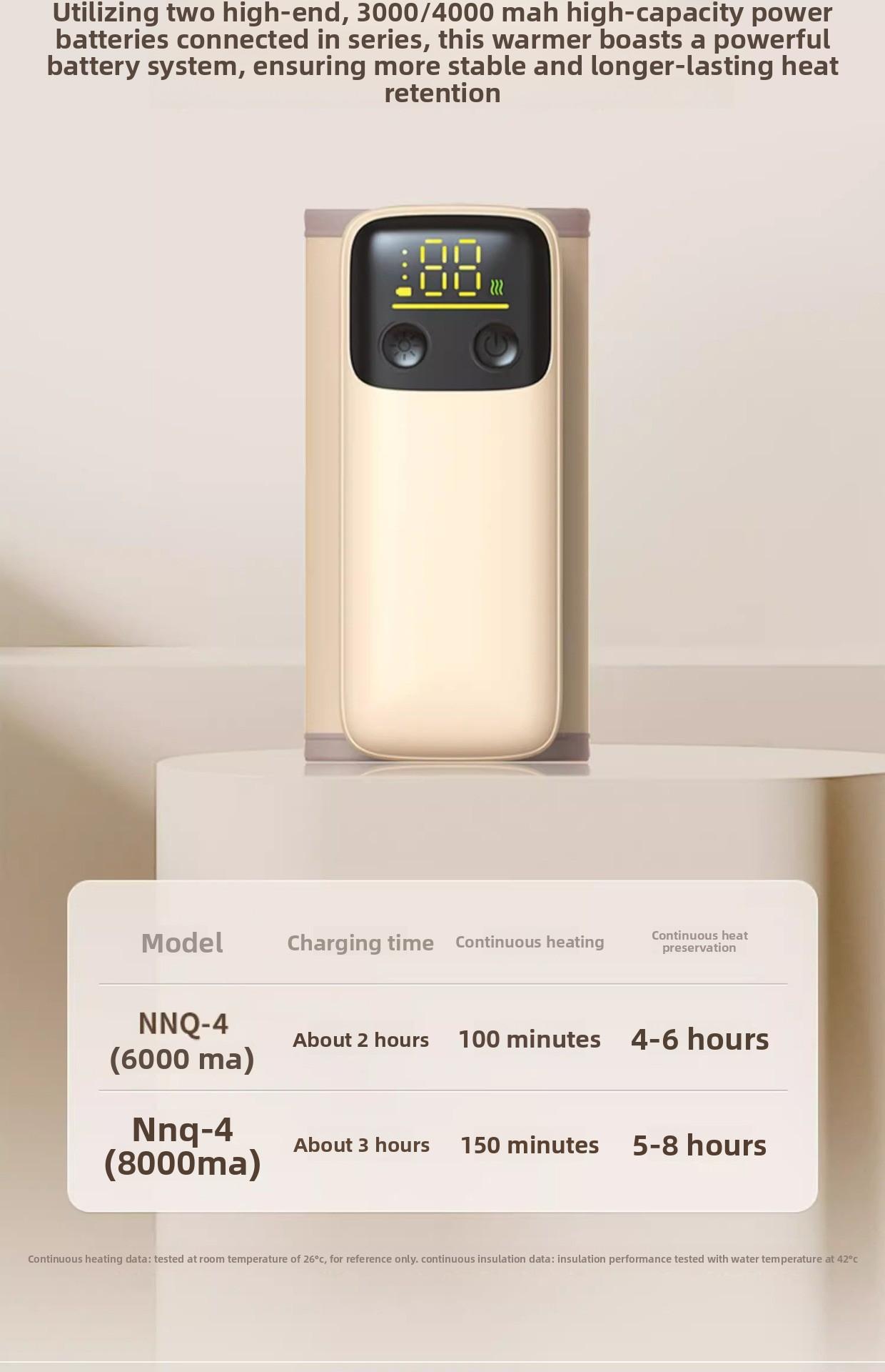 Baby bottle insulation cover with battery storage, portable for outdoor use, waterless heating, wireless constant temperature, rechargeable milk warmer