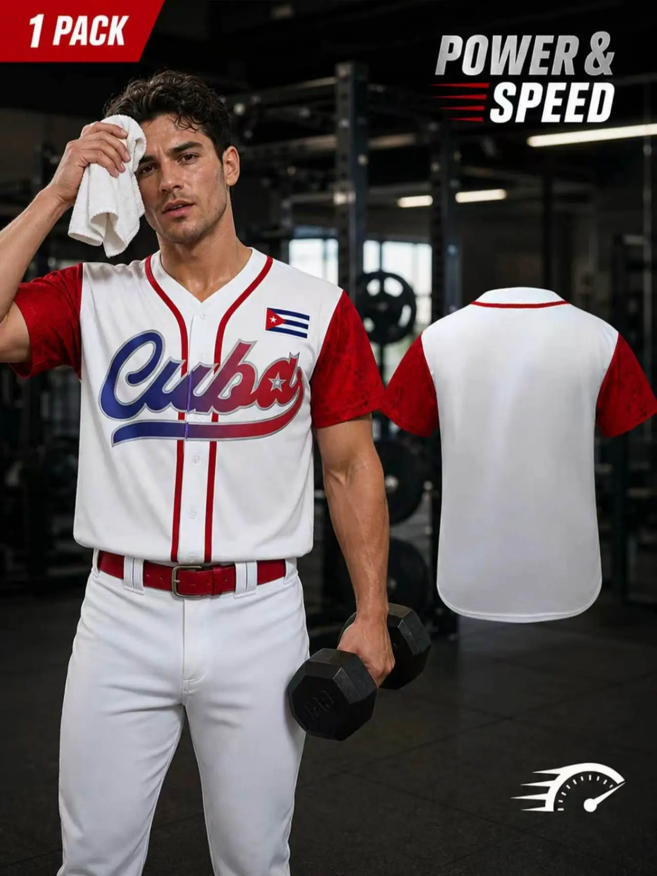 Unisex Cuba Flag Patch Embroidered Baseball Jersey, Stitched Letter Design, Button Down Short Sleeve Breathable Casual Streetwear Sports Shirt