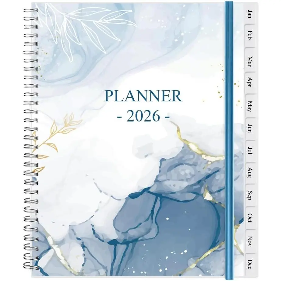 2026 Planner - Planner 2026 from January 2026 - December 2026, Monthly and Weekly Calender with 12 Tabs, 8.5" x 11", Blue Watercolor
