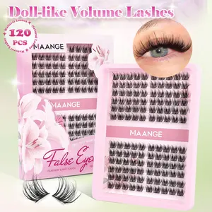 MAANGE 120pcs Manga Lash Clusters, 5D Spiky D Curl Individual Lashes, Doll-Like Volume Effect, 3D Wispy Faux Mink, Lightweight & Reusable, Easy to Apply for Beginners, DIY Lash Extensions for Daily & Cosplay