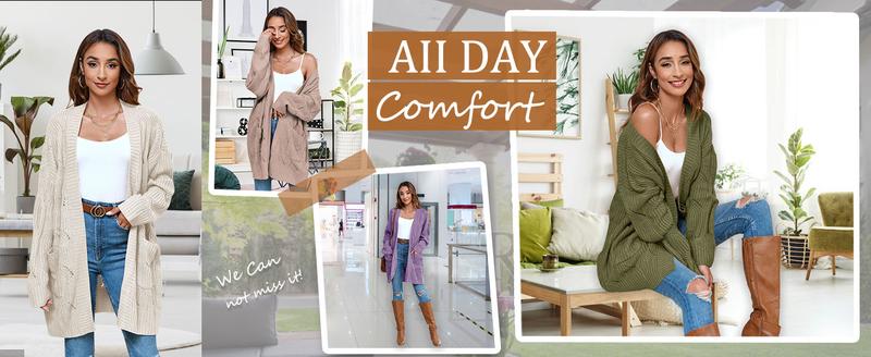 【1XL-5XL】Imily Bela Curve Women's Cardigan Sweaters Long Sleeve Plus Size Solid Cable Knit Open Front Outerwear with Pockets