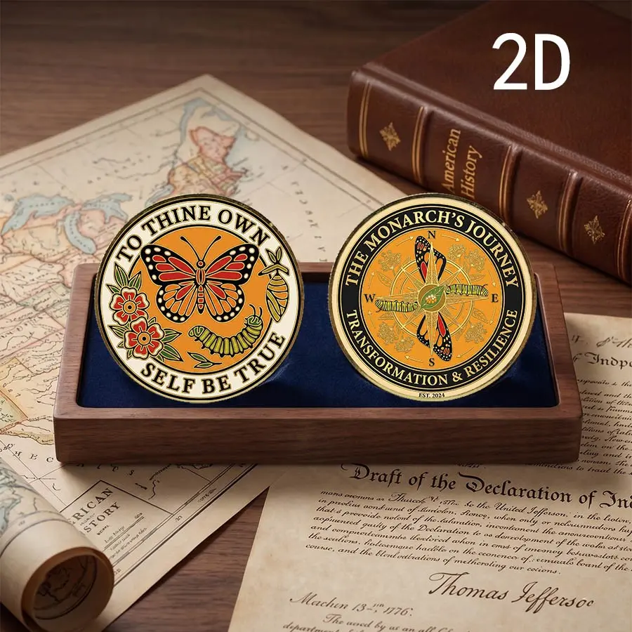 Recovery Memorial Coin, Monarch Butterfly, Caterpillar, Chrysalis, Inspirational Challenge Coin, No Precious Metal Plating