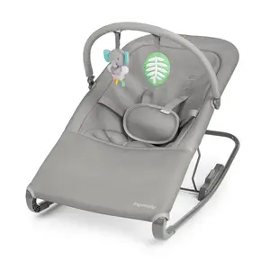 Ingenuity Nestle Vibrating Rocker, Lightweight Foldable Infant Seat with Breathable Fabric, 2-Position Recline, Mini Vibration Unit, 5-Point Harness, Travel Bag