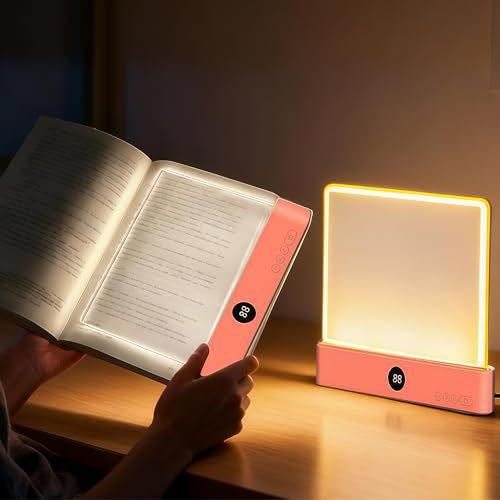 2026 New FlatBook Light, Portable Rechargeable Reading Light with Timer, Dimmable LED Desk Lamp for Book Lovers