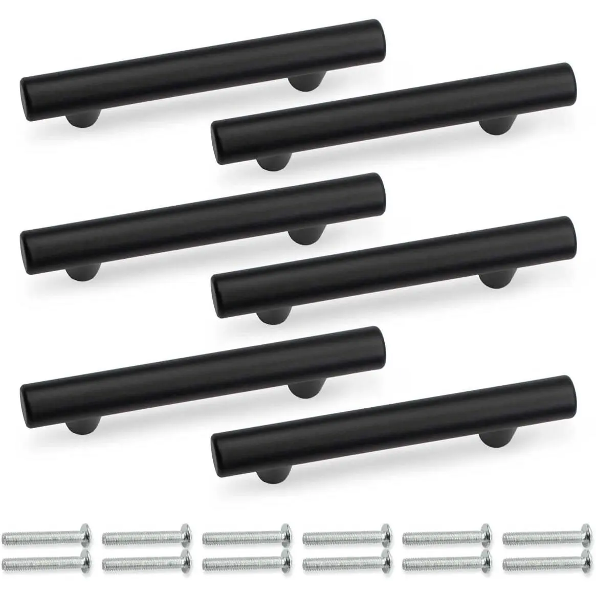 4 Inch (2.5 Inch Hole Center) Matte Black Cabnet Pulls Kitchen Cabinet Handles, Made of Stainless Steel, Ideal for Cabnet, Drawer, Cupboard, 6 count