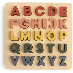 mushie Wooden Alphabet Puzzle |    Kids 3 Years and up |   Preschool Educational & Toddler Montessori Toys (26 pcs)