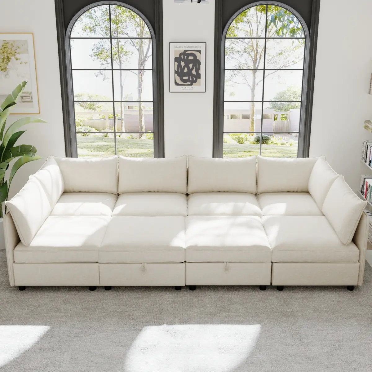 Modular Sectional Sofa, Convertible Sofa Seat With Storage, Sleeper Sectional Sofa Set, Fabric Flexible Modular Combinations for Living Room,for Living Room,Bedroom, and Apartment ; Extra-LargeModular "Cloud-Like" Comfort Sofa