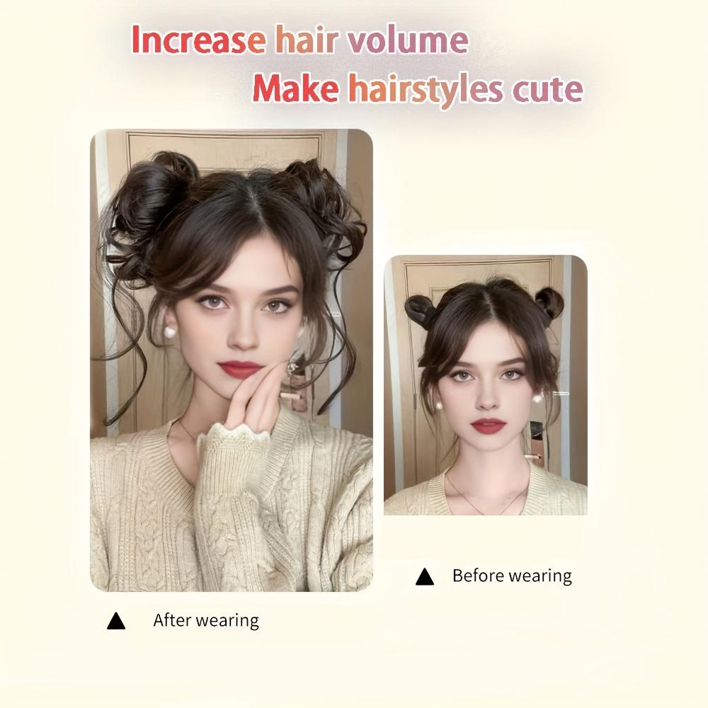 2 pieces of women's messy long hair bun hair accessories, synthetic wavy hair wraps, easy to wear, suitable for festivals, parties, and essential for Christmas costumes
