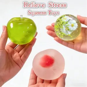2026 hot itemSquishy Green Apple Stress Ball Soft Fidget Sensory Toy for ADHD Autism Slow Rebound Squeeze Toy for Adults Girl Christmas Gifts