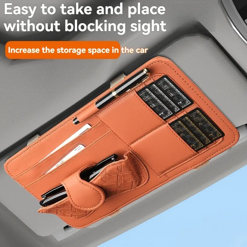 Universal Sun Visor Organizer, Glasses & Card Clip, Space-saving Holder for Daily Vehicle Interior Use
