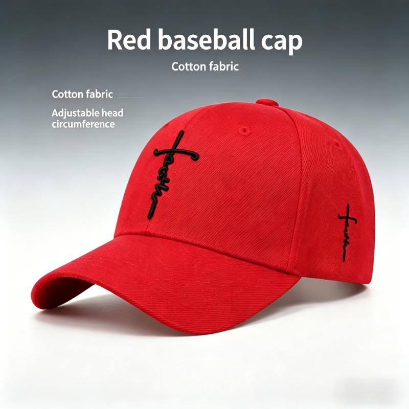 Breathable Cotton Cross Embroidered Baseball Cap, Adjustable Outdoor Sunscreen Hat for Men & Women, Spring/Summer Travel & Streetwear