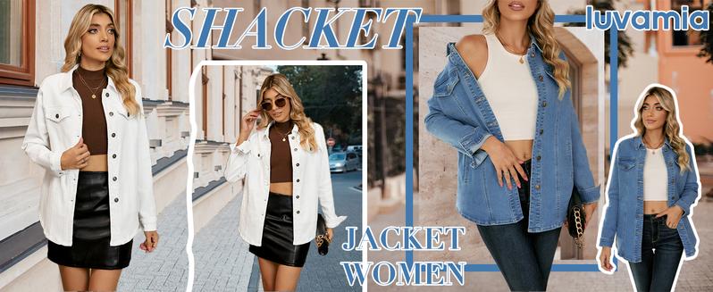 luvamia Jean Jackets for Women 2025 Fashion Denim Jacket Western Oversized Shacket Jacket Button Up with Pockets Casual Coats Outerwear Womenswear Fitted luvamia Jean Jackets for Women 2025 Fashion Denim Jacket Western Oversized Shacket Jacket Button Up with Pockets Casual Coats Outerwear Womenswear Fitted