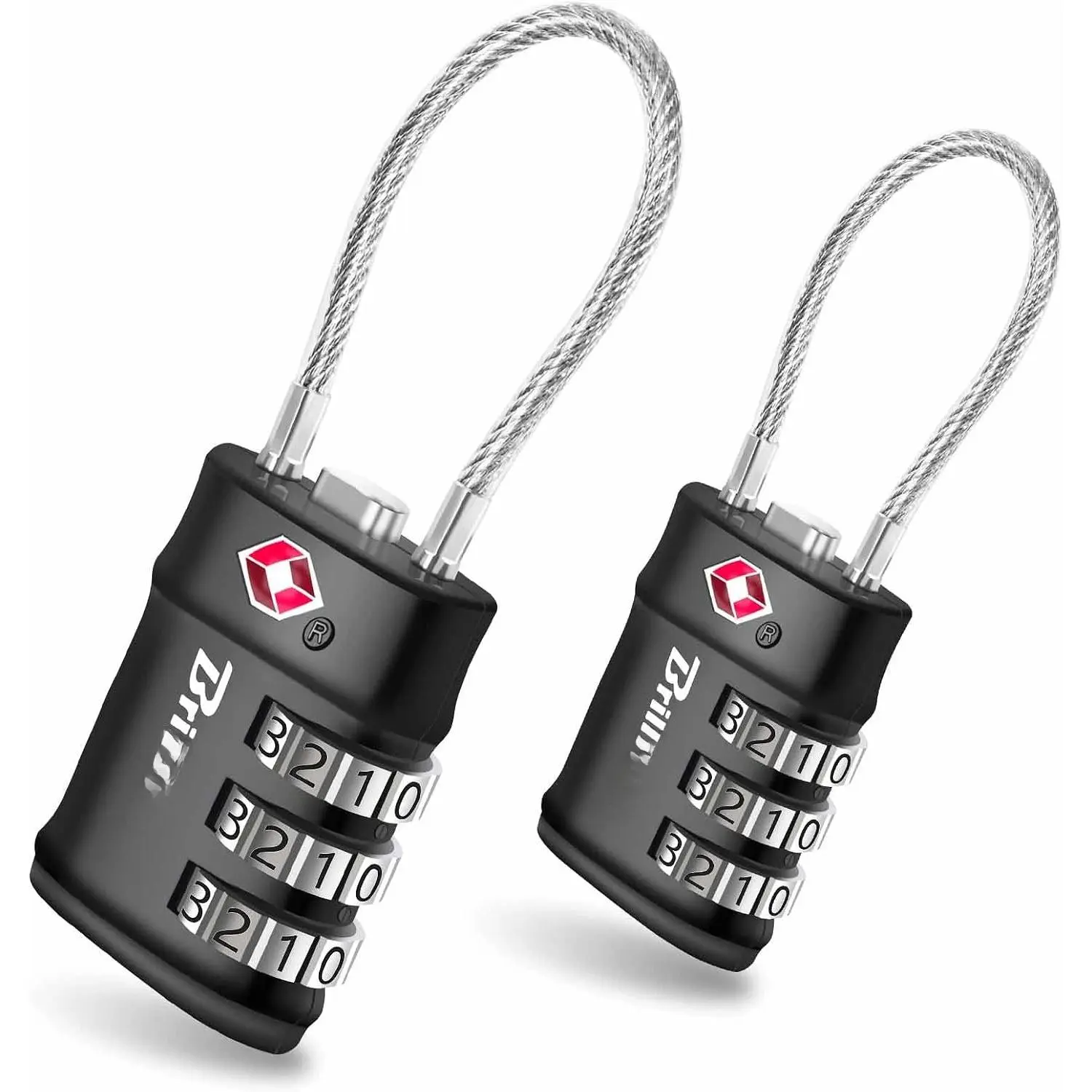 2 Pack TSA Approved Luggage Locks, Combination Travel  Lock, 3-Digit  Padlock, Zinc Alloy Outdoor Keyless Resettable Lock for Travel, Lockers, Bags, Backpack, Gym, Gate-by